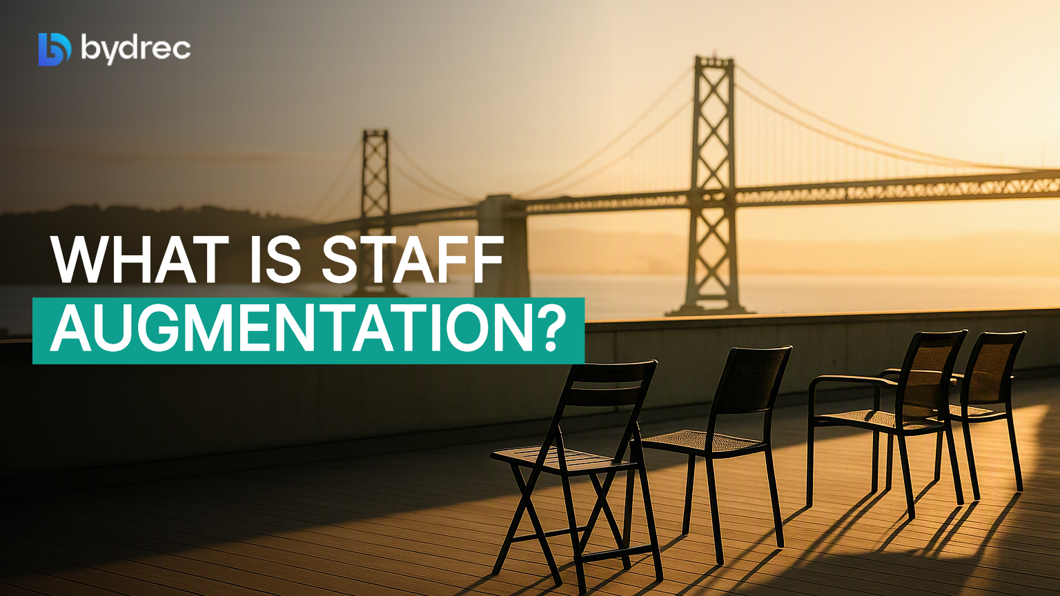 Folding chairs added to permanent seating on a San Francisco rooftop at dawn, symbolizing staff augmentation for tech teams.